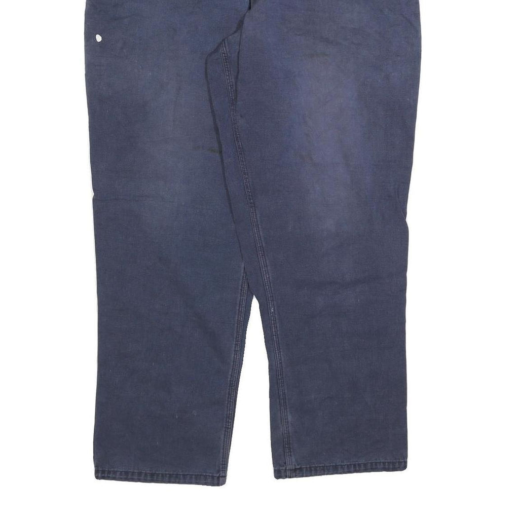 CARHARTT Mens Cotton Blend Navy Relaxed Straight Trousers W38 L32 Durable