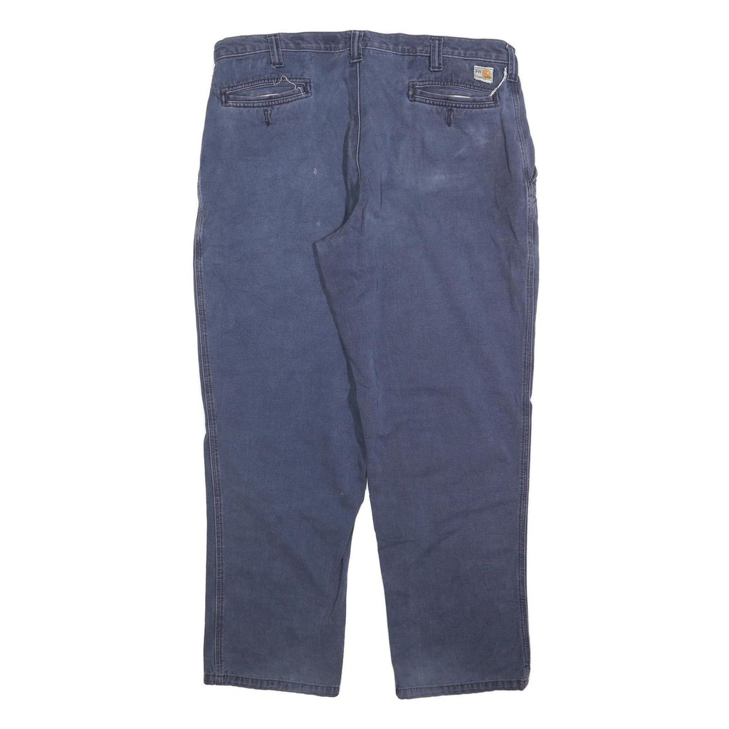 CARHARTT Mens Cotton Blend Navy Relaxed Straight Trousers W38 L32 Durable