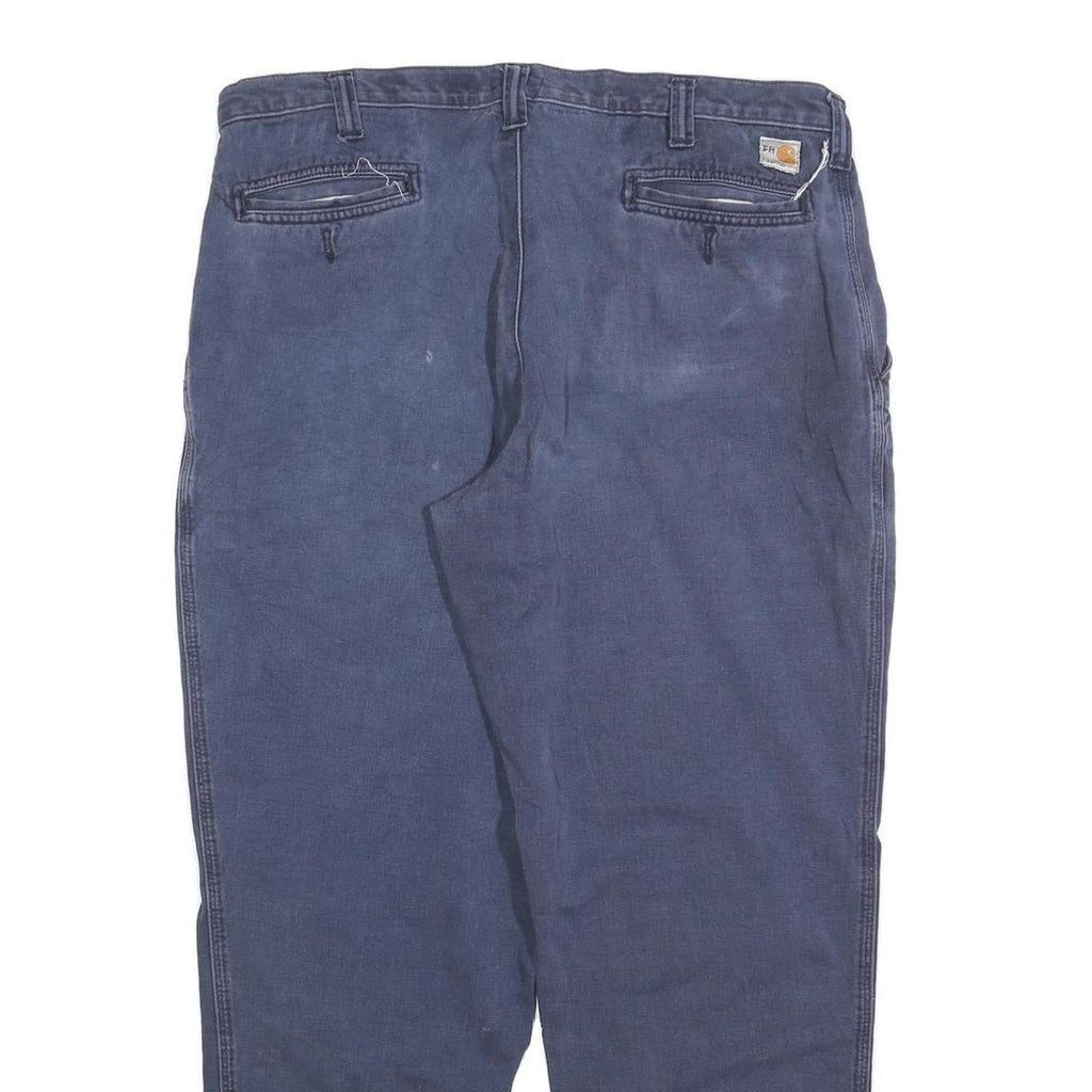 CARHARTT Mens Cotton Blend Navy Relaxed Straight Trousers W38 L32 Durable