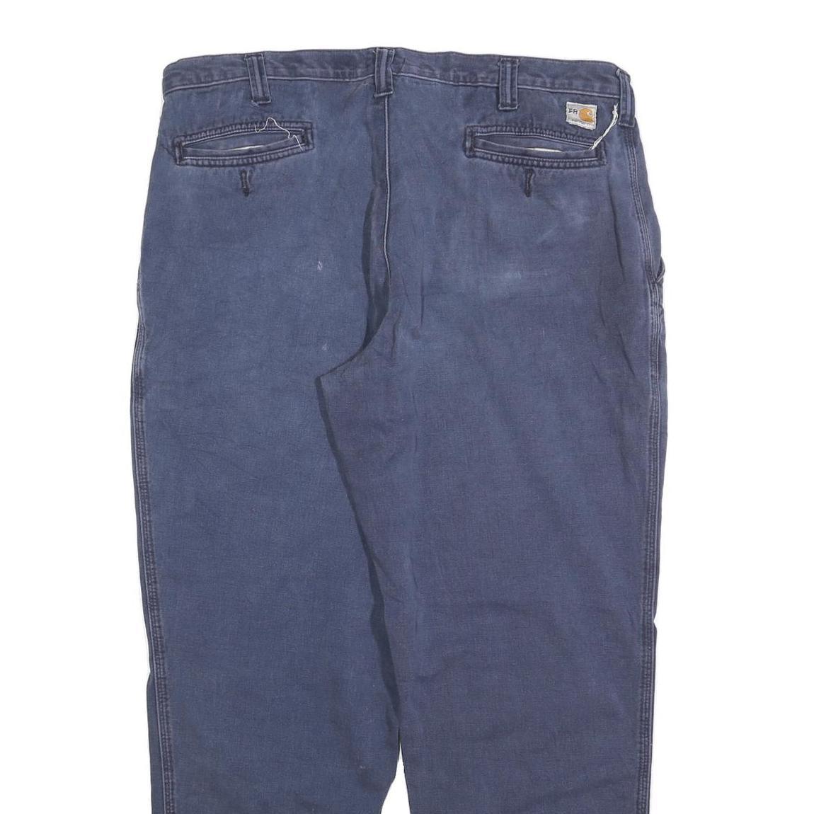 CARHARTT Mens Cotton Blend Navy Relaxed Straight Trousers W38 L32 Durable