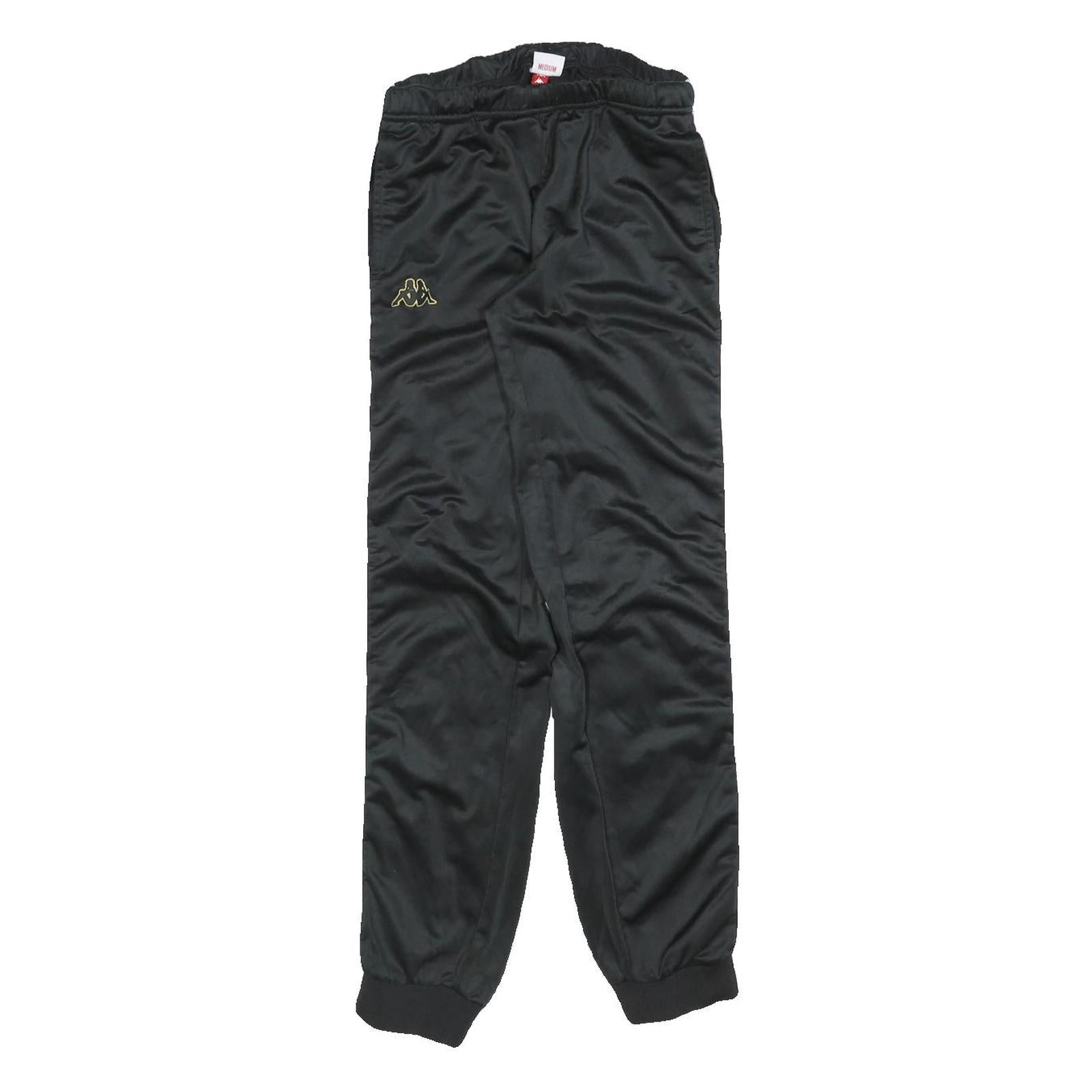 KAPPA Womens Joggers Black & White Slim Tapered M W28 L28 Logo Tape