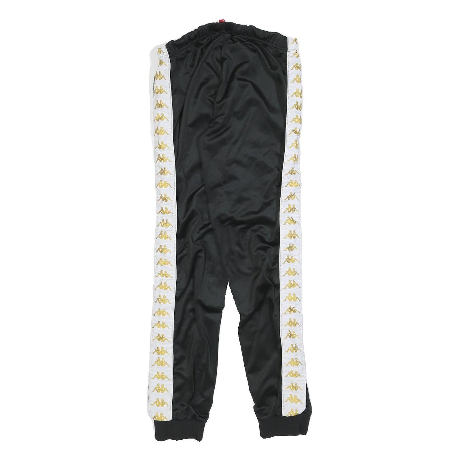 KAPPA Womens Joggers Black & White Slim Tapered M W28 L28 Logo Tape