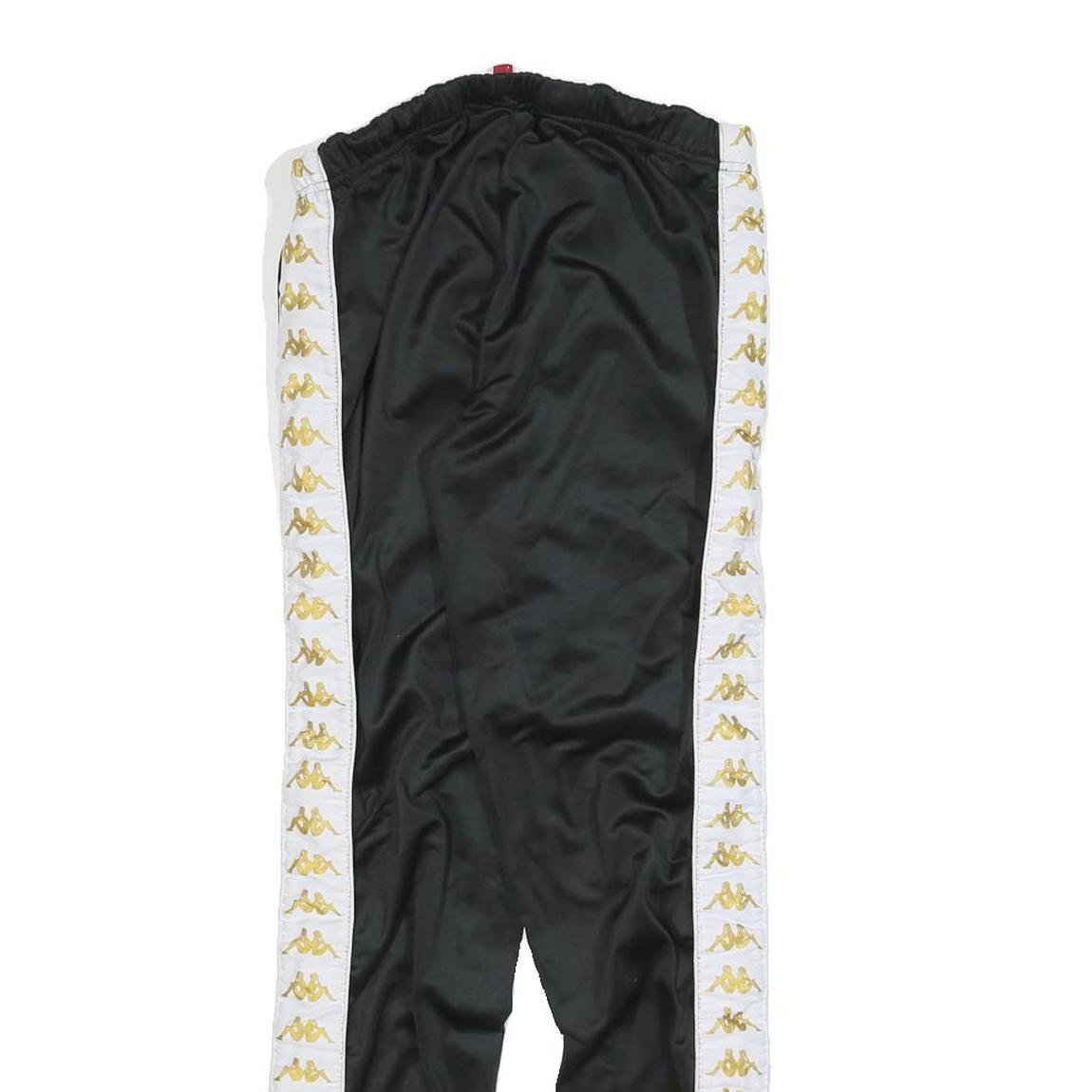 KAPPA Womens Joggers Black & White Slim Tapered M W28 L28 Logo Tape