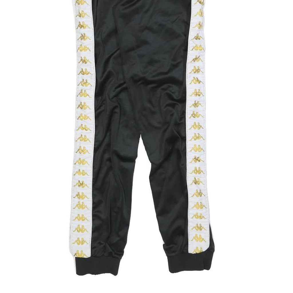 KAPPA Womens Joggers Black & White Slim Tapered M W28 L28 Logo Tape