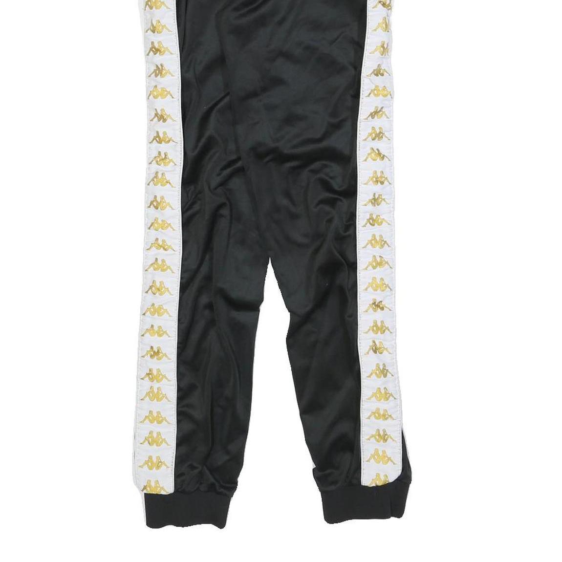 KAPPA Womens Joggers Black & White Slim Tapered M W28 L28 Logo Tape