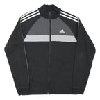 ADIDAS Mens Black & Grey Track Jacket M Cotton Blend Zip Striped Sportswear