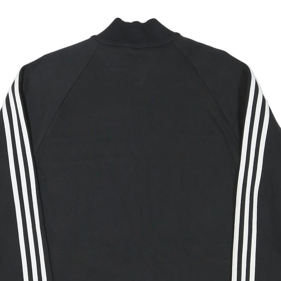 ADIDAS Mens Black & Grey Track Jacket M Cotton Blend Zip Striped Sportswear