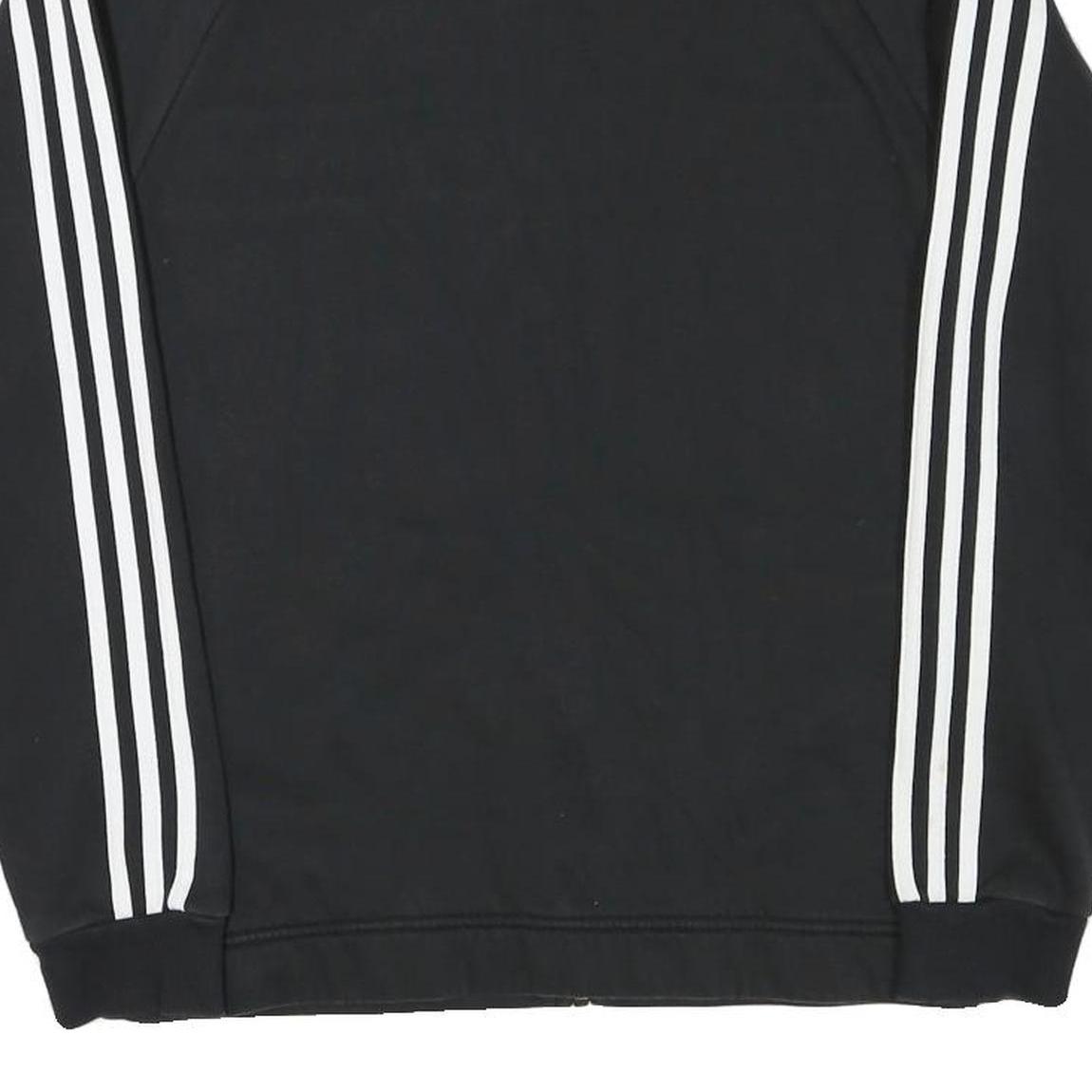 ADIDAS Mens Black & Grey Track Jacket M Cotton Blend Zip Striped Sportswear