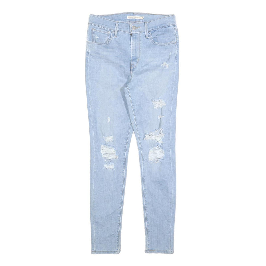 LEVI'S Womens 720 Slim Jeans Light Blue Denim W27 L28 Distressed Zip