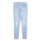 LEVI'S Womens 720 Slim Jeans Light Blue Denim W27 L28 Distressed Zip