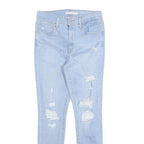 LEVI'S Womens 720 Slim Jeans Light Blue Denim W27 L28 Distressed Zip
