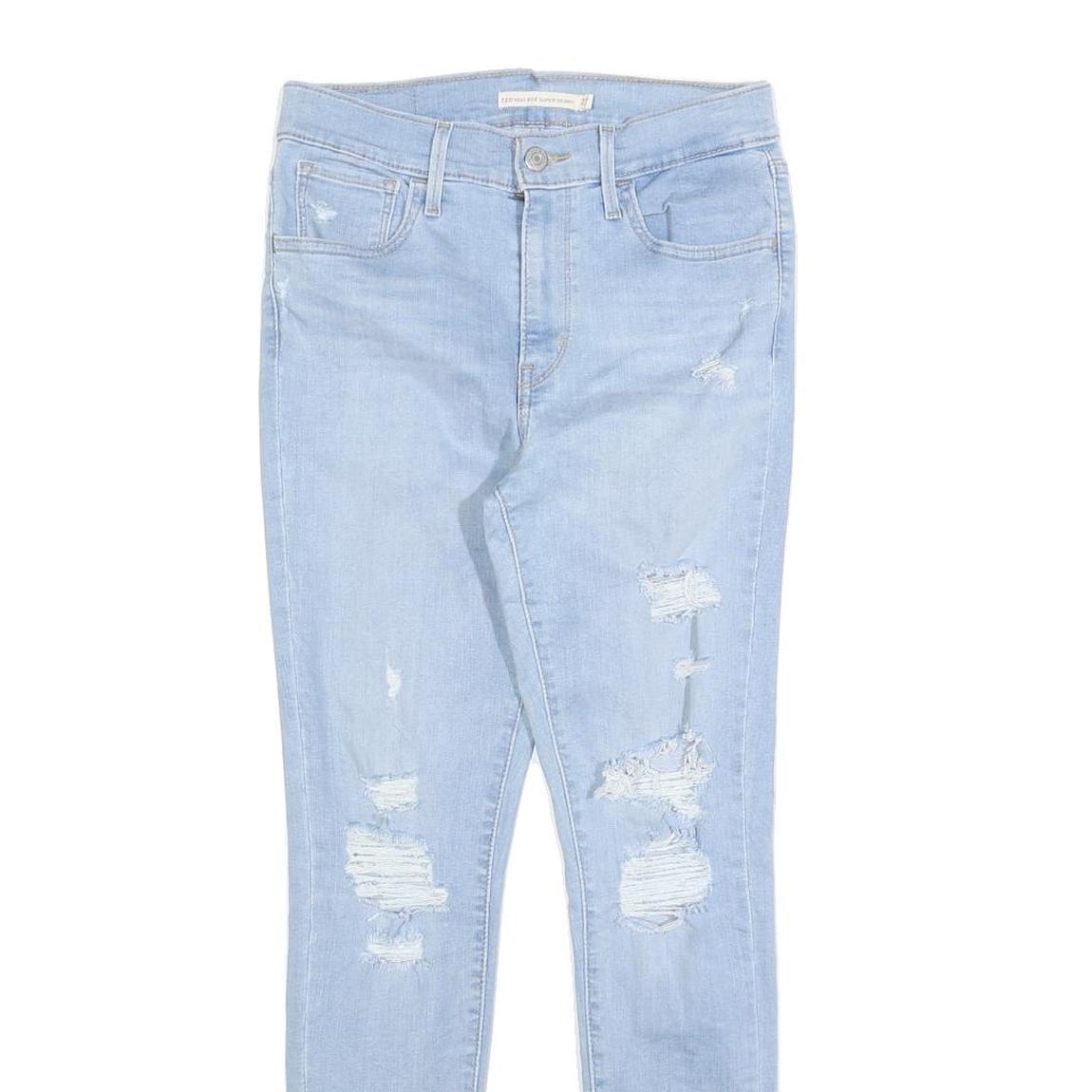 LEVI'S Womens 720 Slim Jeans Light Blue Denim W27 L28 Distressed Zip
