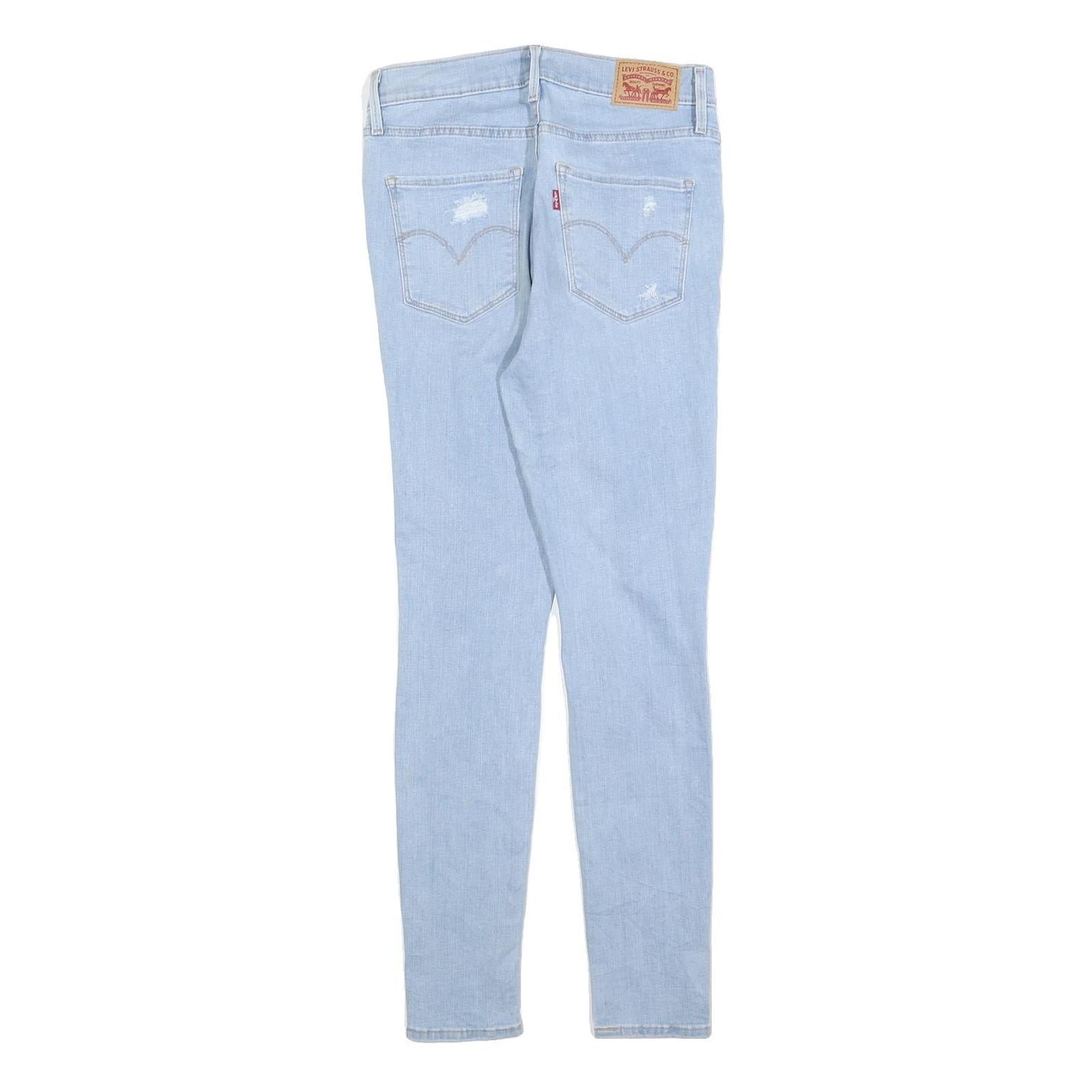 LEVI'S Womens 720 Slim Jeans Light Blue Denim W27 L28 Distressed Zip