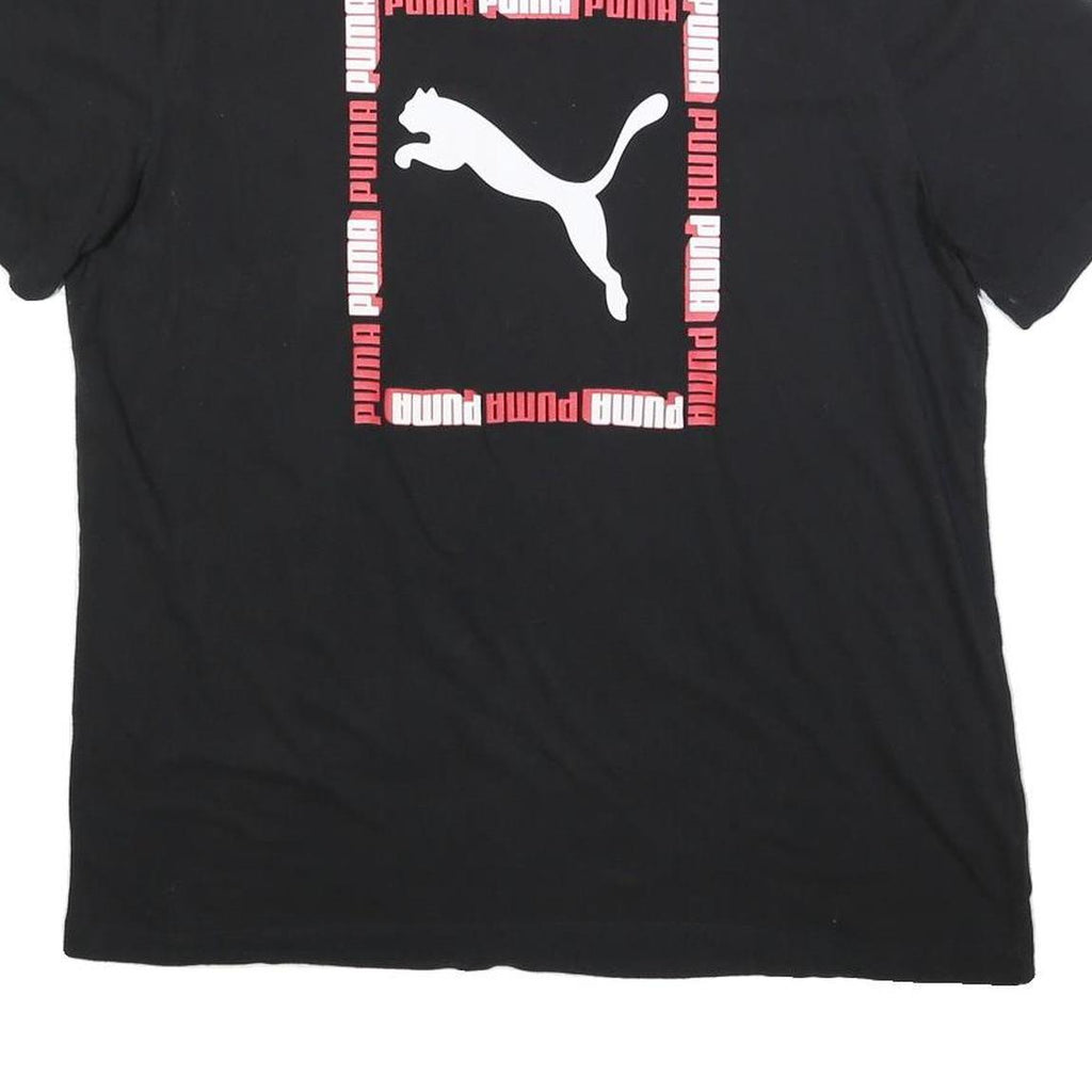 PUMA Mens Black Graphic Logo T-Shirt XL Short Sleeve Crew Neck Cotton Blend