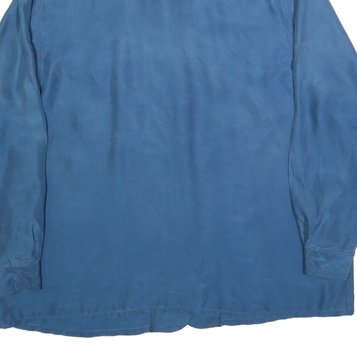 Womens Blue Plain Shirt L Button Pockets Casual Relaxed Fit