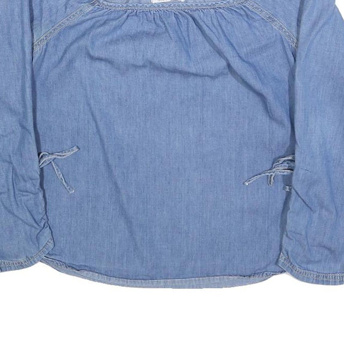 TOMMY HILFIGER Womens Blue Top Long Sleeve Square Neck Plain S Lightweight