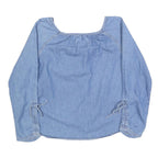 TOMMY HILFIGER Womens Blue Top Long Sleeve Square Neck Plain S Lightweight