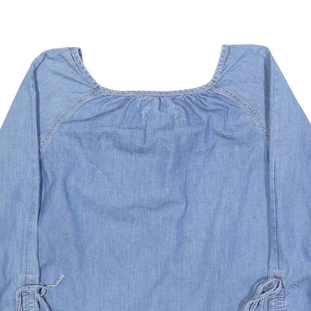 TOMMY HILFIGER Womens Blue Top Long Sleeve Square Neck Plain S Lightweight