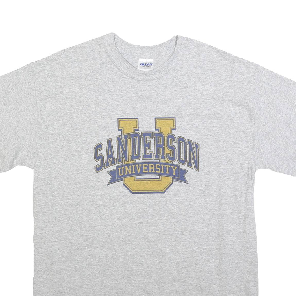 GILDAN Mens Grey Sanderson University Graphic T-Shirt M Short Sleeve Crew Neck