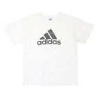 ADIDAS Mens White & Black Logo Graphic T-Shirt L Short Sleeve Crew Neck Sport