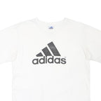 ADIDAS Mens White & Black Logo Graphic T-Shirt L Short Sleeve Crew Neck Sport