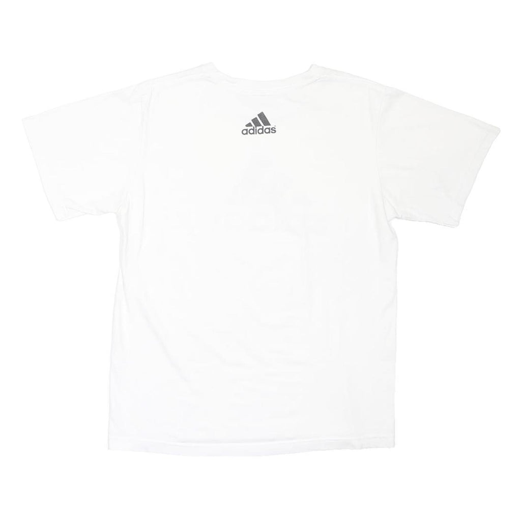 ADIDAS Mens White & Black Logo Graphic T-Shirt L Short Sleeve Crew Neck Sport