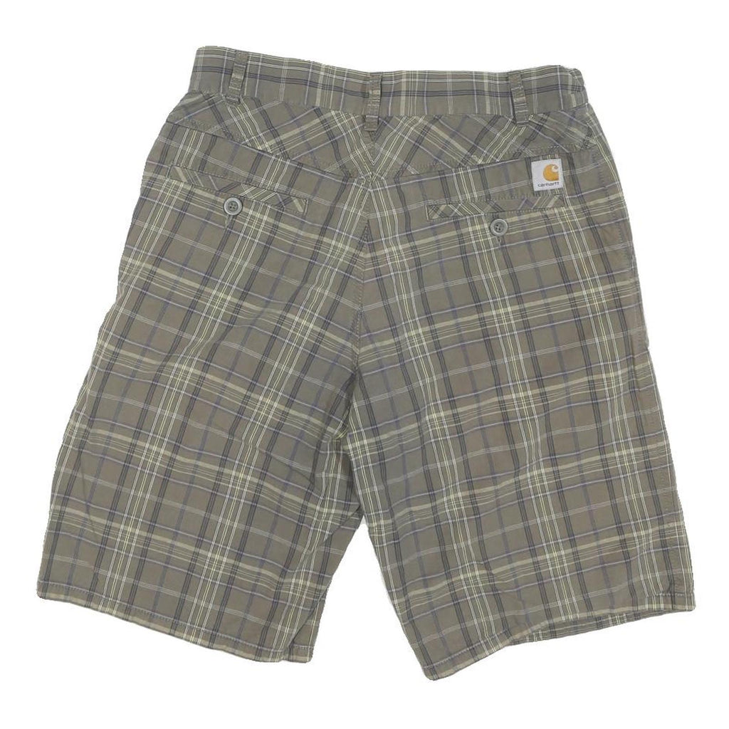 CARHARTT Mens Shorts Beige Plaid Casual M W30 Cotton Blend Zip Pockets