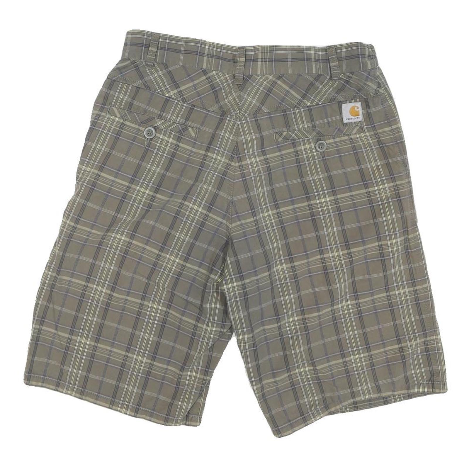 CARHARTT Mens Shorts Beige Plaid Casual M W30 Cotton Blend Zip Pockets
