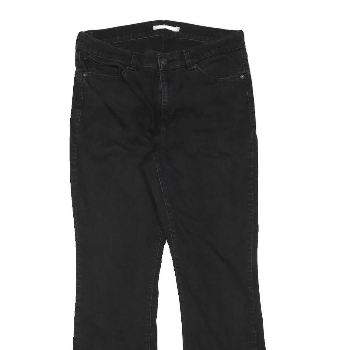 LEVI'S Womens Black Regular Fit Straight Denim Jeans W31 L29 Classic Zip Closure