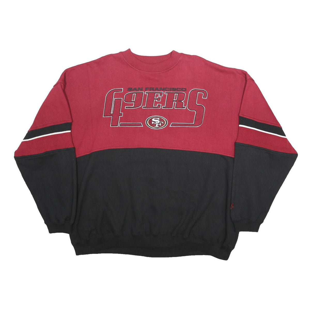 LEE Mens Red & Black San Francisco 49ers Crew Neck 2XL Colourblock Pullover
