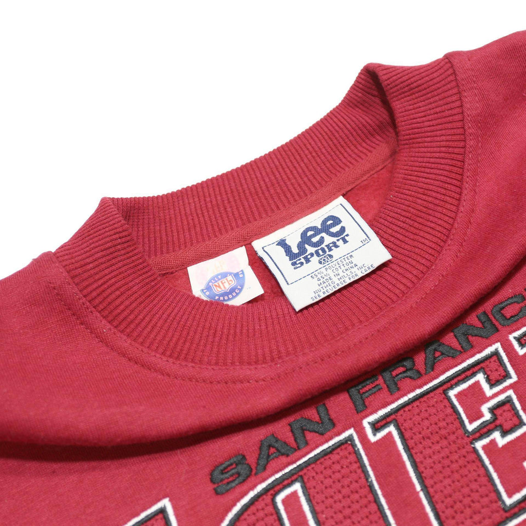 LEE Mens Red & Black San Francisco 49ers Crew Neck 2XL Colourblock Pullover