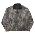 Mens Beige Green Camouflage Reversible Zip Polyester Casual L Jacket