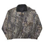 Mens Beige Green Camouflage Reversible Zip Polyester Casual L Jacket