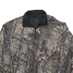 Mens Beige Green Camouflage Reversible Zip Polyester Casual L Jacket