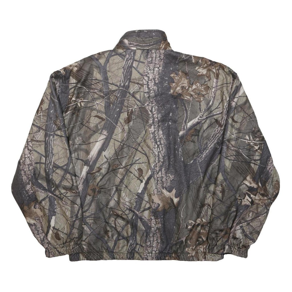 Mens Beige Green Camouflage Reversible Zip Polyester Casual L Jacket