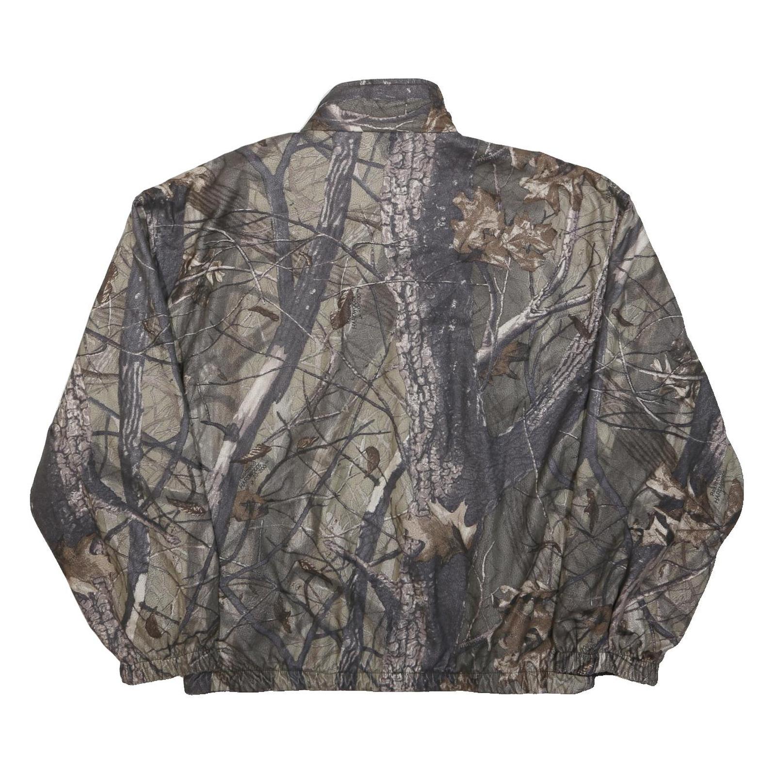 Mens Beige Green Camouflage Reversible Zip Polyester Casual L Jacket