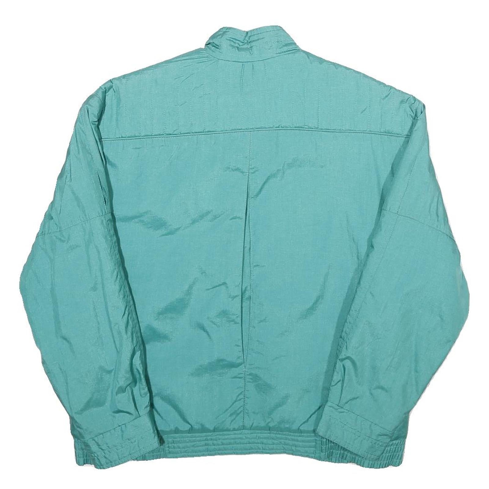 RAINBOW NEST Womens Turquoise Nylon Zip Jacket S Plain Lightweight Casual