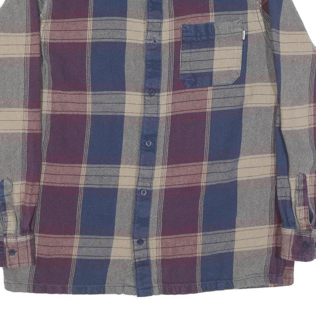 VANS Mens Blue & Beige Check Shirt L Cotton Blend Casual Long Sleeve Button