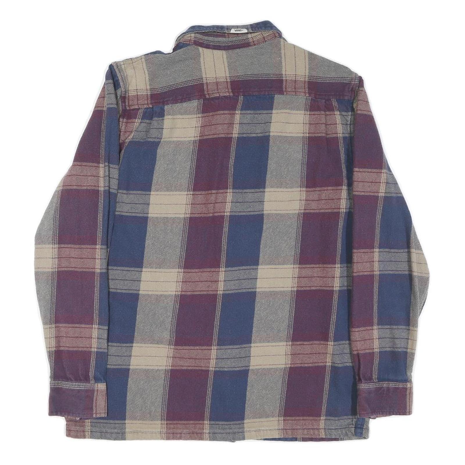 VANS Mens Blue & Beige Check Shirt L Cotton Blend Casual Long Sleeve Button