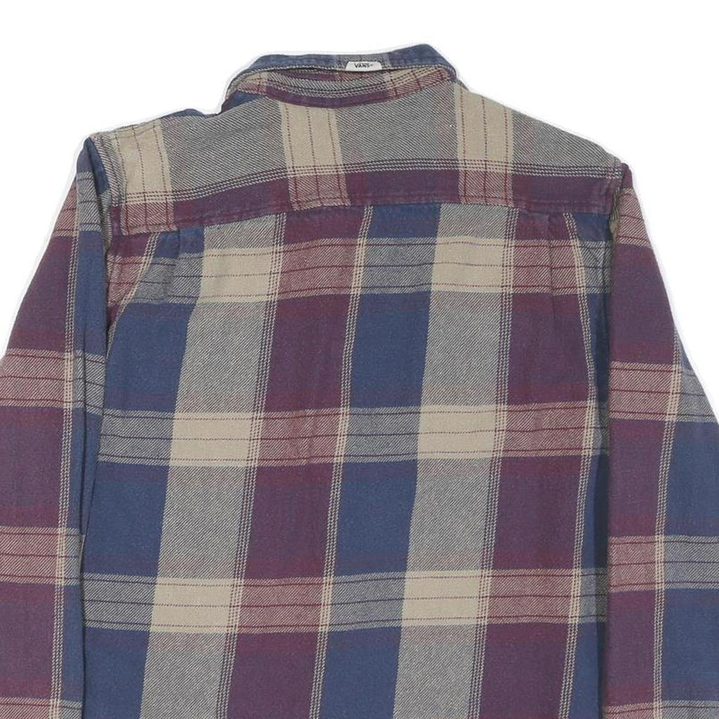 VANS Mens Blue & Beige Check Shirt L Cotton Blend Casual Long Sleeve Button