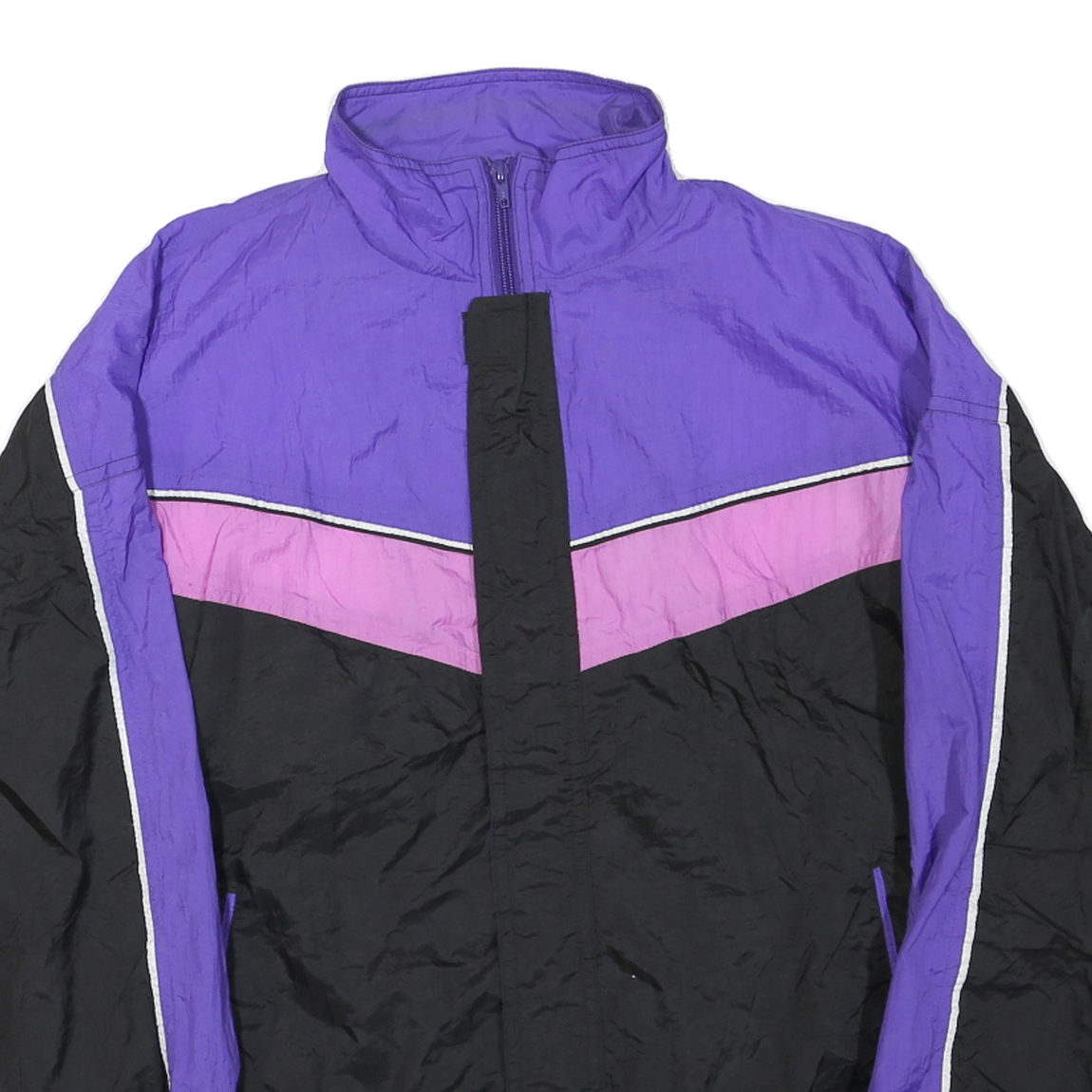 ALGONQUIN Mens Purple & Pink & Black Zip Jacket L Polyester Blend Colourblock