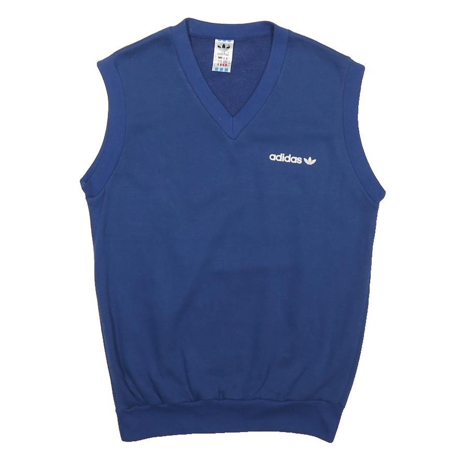 ADIDAS Mens Blue V-Neck Sleeveless Sweatshirt S Cotton Blend Casual