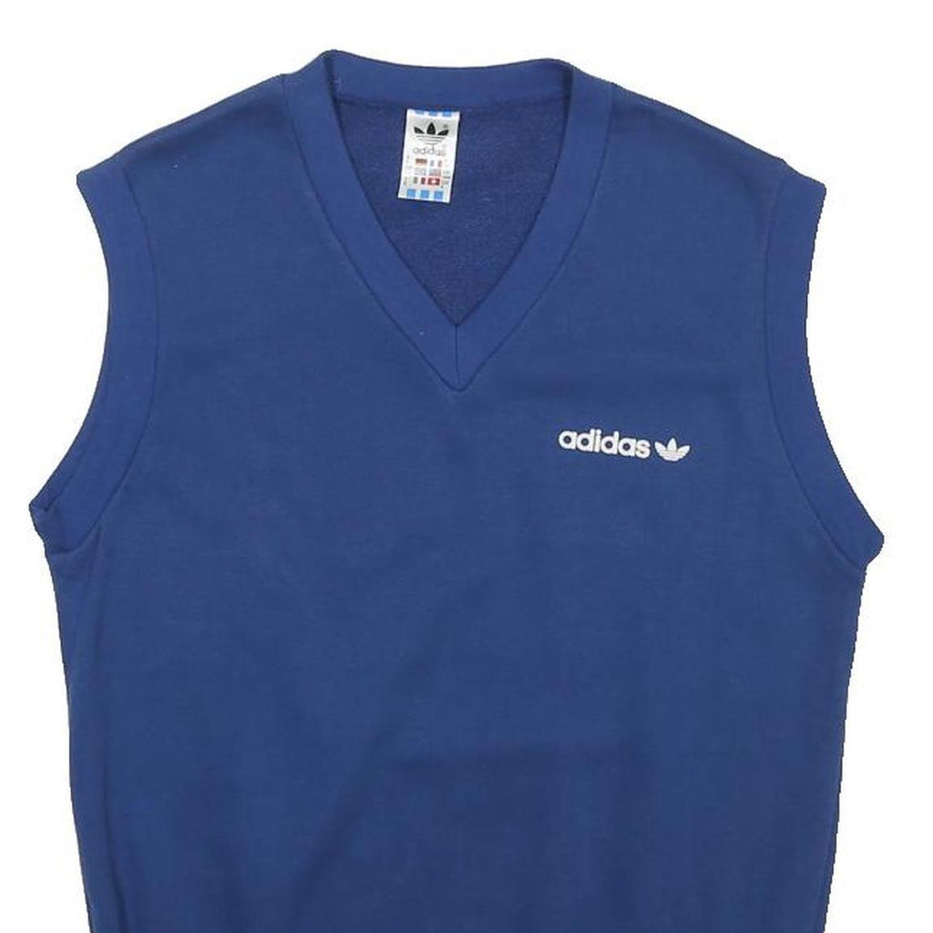ADIDAS Mens Blue V-Neck Sleeveless Sweatshirt S Cotton Blend Casual