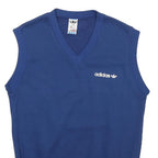 ADIDAS Mens Blue V-Neck Sleeveless Sweatshirt S Cotton Blend Casual