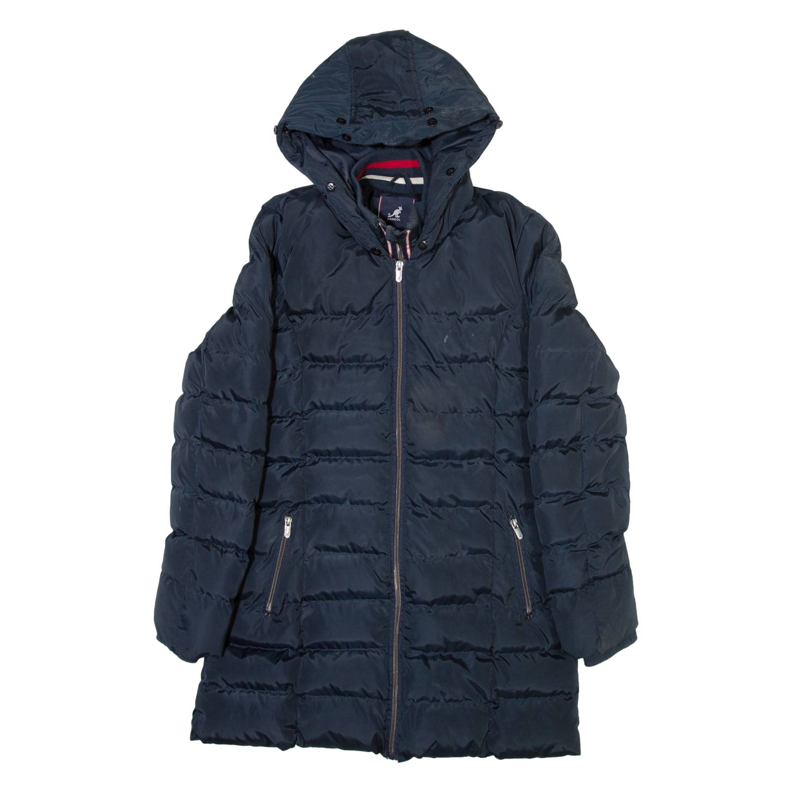 KANGOL Womens Puffer Jacket Blue Hooded UK 8
