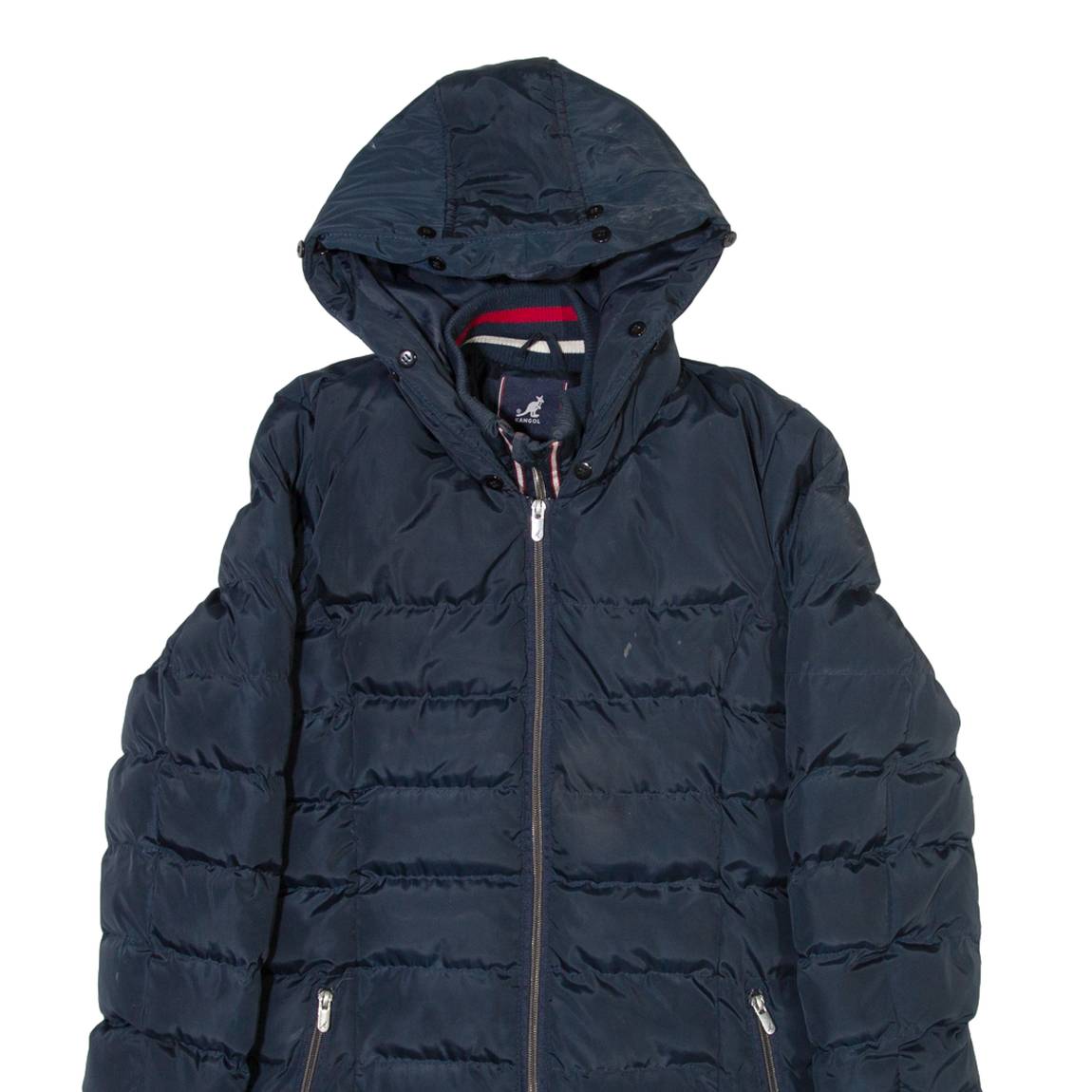 KANGOL Womens Puffer Jacket Blue Hooded UK 8
