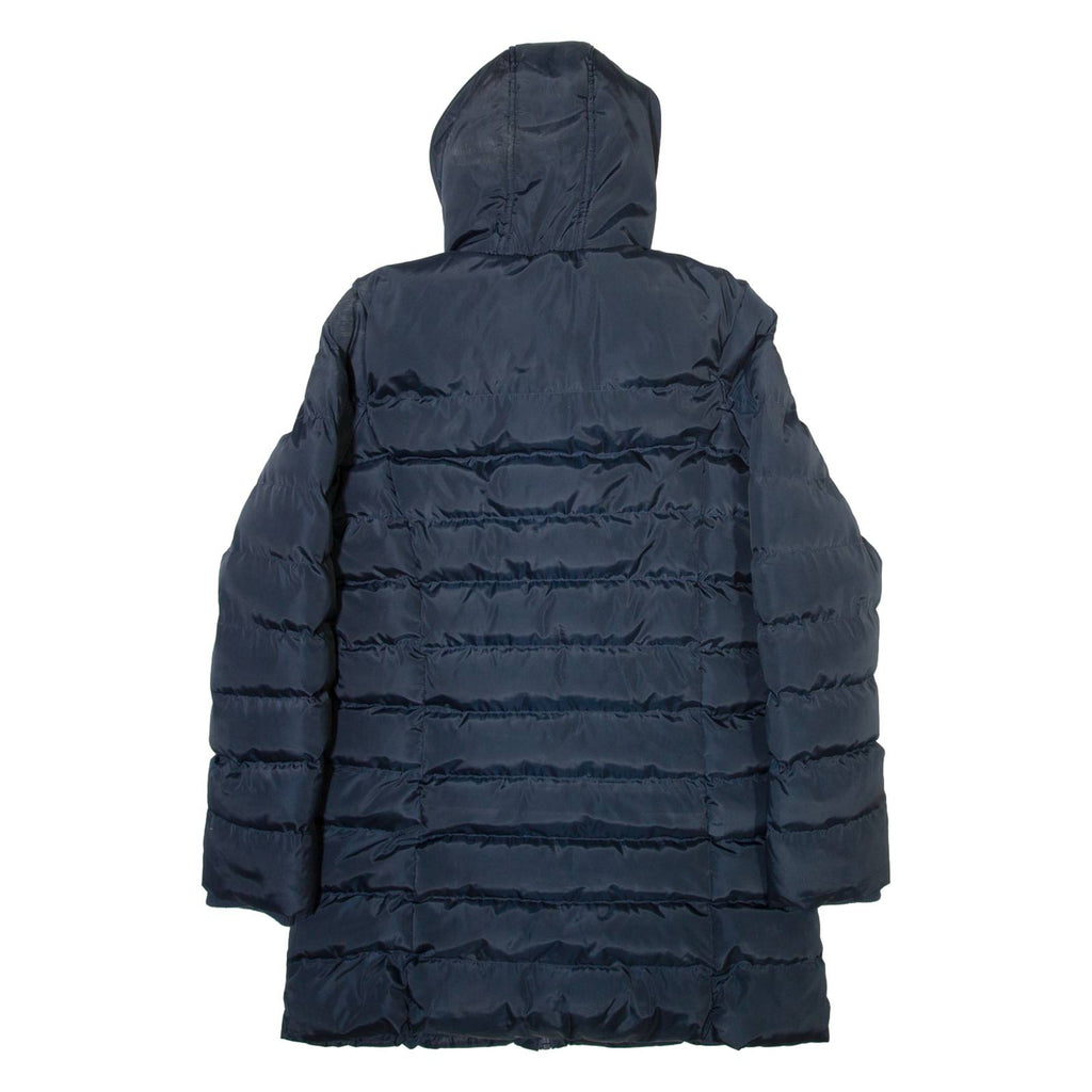 KANGOL Womens Puffer Jacket Blue Hooded UK 8