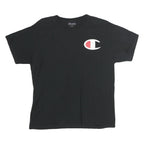 CHAMPION Mens Black Graphic T-Shirt M Short Sleeve Crew Neck Logo Print