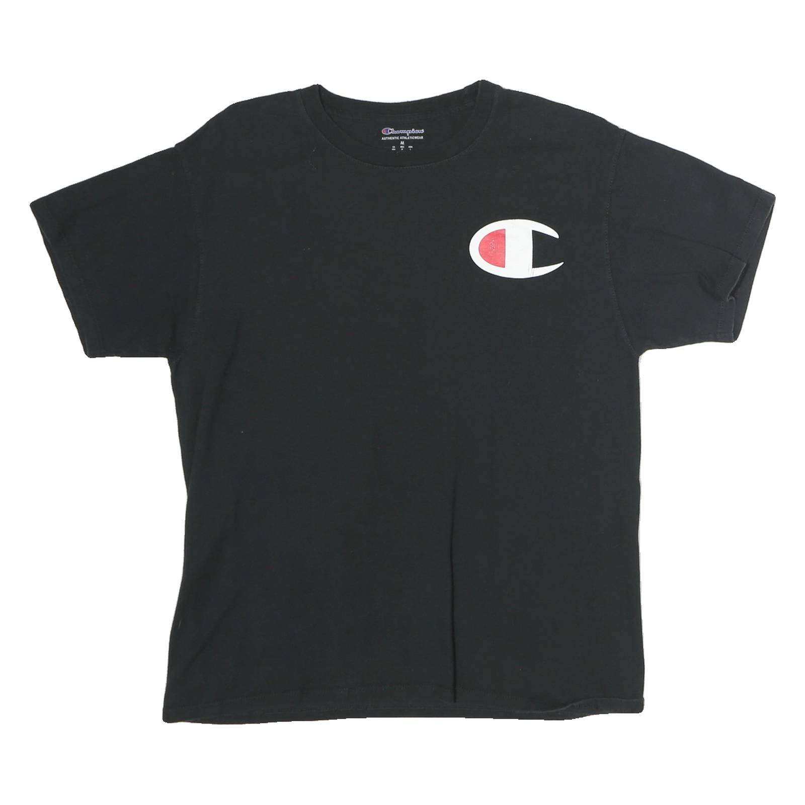 CHAMPION Mens Black Graphic T-Shirt M Short Sleeve Crew Neck Logo Print