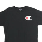 CHAMPION Mens Black Graphic T-Shirt M Short Sleeve Crew Neck Logo Print